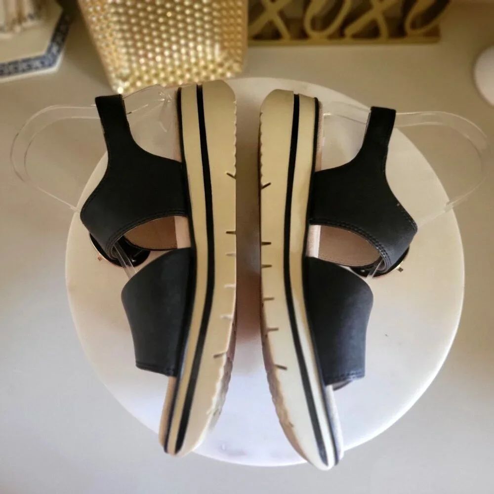 SALVIA ARLO Black Sandal Gold Buckle Detail Size ‎  EU 38 - Picture 7 of 12